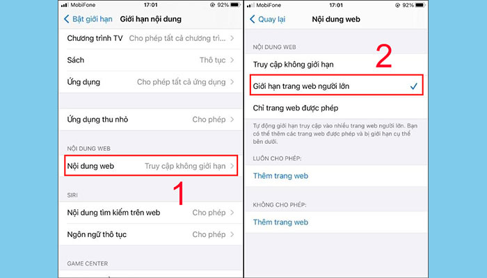 Cách chặn truy cập web đen trên iPhone