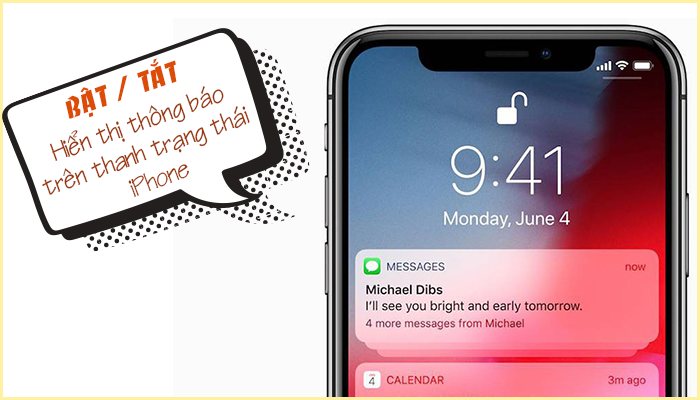 Hiển thị thông báo trên thanh trạng thái iPhone