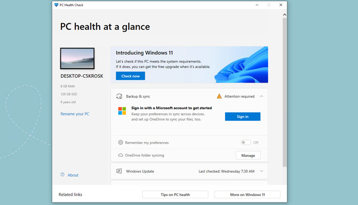 Hướng dẫn sử dụng Windows PC Health Check