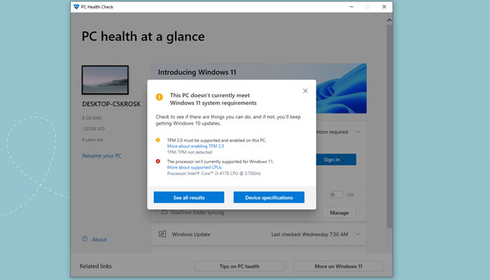 Hướng dẫn sử dụng Windows PC Health Check